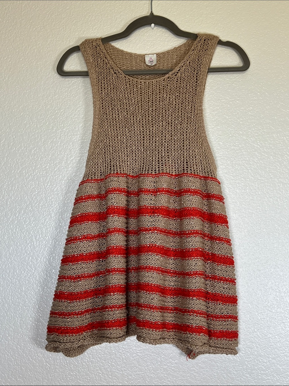 Tan and orange striped knit tank, size 2X *imperfect*